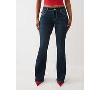True Religion Joey Single Needle Mid Rise Flap Flare Jeans, Lavaggio Scuro Moutainside, 31 W Donna