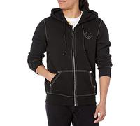 True Religion Men's Big T Zip Up Hoodie, Jet Black, Large