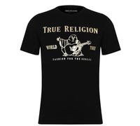 True Religion Men's Short Sleeve Metallic Buddha Tee, Black, X-Large