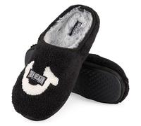 True Religion Pantofole da uomo per casa da uomo, morbide e pelose, per interni ed esterni, Nero/Bianco, Medium