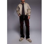 True Religion - Ricky - Jeans dritti in velluto lavaggio marrone con tasche con patta W32
