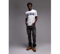 True Religion - Ricky - Jeans dritti lavaggio grigio con tasche con patta e logo ricamato sfrangiato sul davanti W30