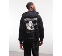 True Religion - Super T - Felpa con cappuccio e zip nero corvino in coordinato S
