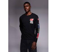 True Religion - T-shirt a maniche lunghe nera con grafica del logo e stampa sulle maniche-Nero S