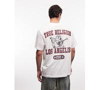 True Religion - T-shirt in rete bianco ottico con Buddha L