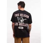 True Religion - T-shirt in rete nero corvino con Buddha L