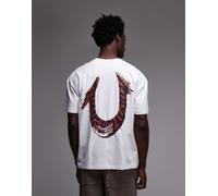 True Religion - T-shirt oversize bianca con logo stile dipinto sul retro-Bianco XXL