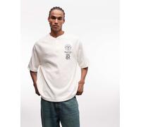 True Religion - Top oversize con scollo serafino e maniche raglan bianco sporco XL