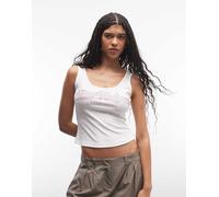 True Religion - Top senza maniche con scollo squadrato a coste bianco jet optic XS