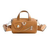 True Religion Women's Crossbody Bag, Mini Duffel Purse Handbag with Shoulder Strap, Cognac