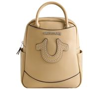 True Religion Women's Mini Backpack, Studded Horseshoe Logo Small Travel Bag Purse, Adjustable Shoulder Straps, Camel, 11 Inch