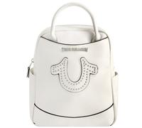 True Religion Women's Mini Backpack, Studded Horseshoe Logo Small Travel Bag Purse, Adjustable Shoulder Straps, White, 11 Inch
