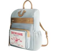 True Religion Zaino, borsa da viaggio con logo a ferro di cavallo e tasca con cerniera, in denim