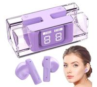 True Wireless Earbuds, Auricolari a cancellazione del rumore, cuffie wireless, display a LED, custodia di ricarica trasparente, 5.3, vestibilità comoda, perfette per sport, viaggi, lavoro