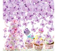 truee 72 Pezzi Decorazioni per Torte con Farfalle, Decorazioni Per Feste Di Compleanno Con Farfalle, Farfalla Cupcake Toppers, torte decorative a forma di farfalle, Farfalle Decorative Torta(viola)