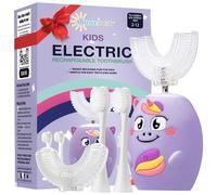 Trueocity Spazzolino da denti elettrico a forma di U per bambini, automatico, ricaricabile, per bambini (unicorno viola)