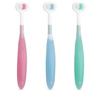 Trueocity Spazzolino da denti extra morbido per bambini, spazzolini da denti per bambini 1-2 1-3 2-4, Toothhugger ad alta efficienza, 3 lati, spazzolino da denti per bambini dai 12 mesi in su