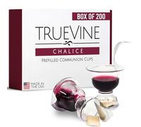 TrueVine - Bicchieri di calice pre-riempiti per comunione - pane e succo d'uva 100% Concord (confezione da 200)