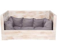 Truhenking 1 lettino per cani in legno con imbottitura (bianco grande)