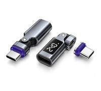 Truhuova Adattatore da USB C a USB C, 240 W, adattatore USBC a 90 gradi, 2 pezzi, ricarica rapida digitale PD a 180° e trasferimento dati, connettore angolare di tipo C per Phone17/16, Mac-Book Pro