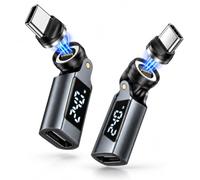 Truhuova Adattatore da USB C a USB C, 240 W, adattatore USBC a 90 gradi, 2 pezzi, ricarica rapida digitale PD a 540° e trasferimento dati, connettore angolare di tipo C per Phone17/16, Mac-Book Pro