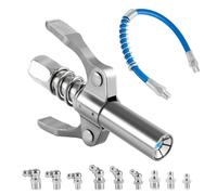 Trukafie Ingrassatore Manuale, Ingrassatore con Tubo Flessibile da 30 cm e 9 Pezzi di Ingrassatori M6 M8 M10, Doppia Maniglia Testina Ingrassatore, Pistola Grasso per Tutti Tipi Pressa Grasso