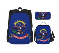 TRUKD Novosibirsk, zaino per studenti, borsa con bandiera per ragazzi e ragazze, zaino per matite, borsa per il pranzo, Bandiera dello stato del Dakota del Nord, Taglia unica, Zaini Daypack
