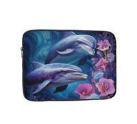 Trukd Protezione: custodia per computer portatile, custodia, custodia e borsa, borsa per notebook con coppia di delfini e fiori da 10", 12", 13", 15", 17"