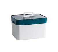 TrUkd Scatola medica Scatola portamedicina portatile Cassetta di pronto soccorso Scatola multifunzionale con vassoio a 4 scomparti, 27,5x21,3x18 cm (Blu)