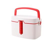 TrUkd Scatola portaoggetti medica, cassetta di pronto soccorso armadietto medicinale grande a 2 strati per casa all'aperto (33,7 * 24 * 22,7 cm,Rosso)