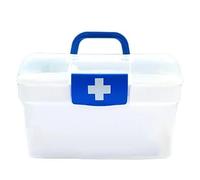 TrUkd Scatola portaoggetti medica, cassetta di pronto soccorso Armadietto medicinale portatile trasparente Scatola medica multistrato di grande capacità per uso domestico, blu
