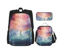 TRUKD Zaino per studenti, arance fresche kiwi borsa per ragazzi della scuola, zaino per ragazze, astuccio portapranzo combinazione, Fantasy Paradise Spazio, Taglia unica, Zaino daypack