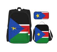 TRUKD Zaino per studenti, bandiera del regno del Bhutan, borsa per ragazzi della scuola, zaino per ragazze, zaino per matite, borsa per il pranzo combinazione, Bandiera del Sud Sudan, Taglia unica,