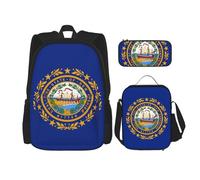 TRUKD Zaino per studenti, bandiera della Papua Nuova Guinea, borsa per ragazzi e ragazze, zaino per ragazze, astuccio portapranzo combinazione, Bandiera del New Hampshire, Taglia unica, Zaino daypack