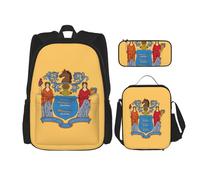 TRUKD Zaino per studenti, bandiera della Papua Nuova Guinea, borsa per ragazzi e ragazze, zaino per ragazze, astuccio portapranzo combinazione, Bandiera del New Jersey, Taglia unica, Zaino daypack