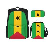 TRUKD Zaino per studenti, bandiera delle Isole Salomone, borsa per ragazzi e ragazze, zaino per ragazze, astuccio portapranzo combinazione, Bandiera di Sao Tomé e Principe, Taglia unica, Zaino daypack