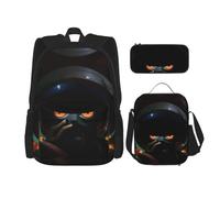 TRUKD Zaino per studenti, borsa a forma di luna d'acqua per ragazzi, ragazze, astuccio per il pranzo, borsa per il pranzo per bambini 3 in 1, set di borse per la scuola, Astronauti del futuro, Taglia