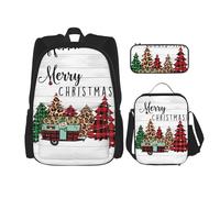 TRUKD Zaino per studenti, borsa a forma di orso dell'aurora boreale per ragazzi e ragazze, zaino per ragazze, astuccio portapranzo combinazione, Merry Christmas., Taglia unica, Zaino daypack