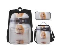 TRUKD Zaino per studenti, borsa a forma di orso dell'aurora boreale per ragazzi e ragazze, zaino per ragazze, astuccio portapranzo combinazione, Criceto Maroon, Taglia unica, Zaino daypack
