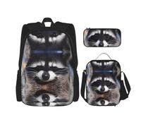 TRUKD Zaino per studenti, borsa a forma di piccolo procione per ragazzi scolastici, zaino da giorno per ragazze, astuccio portapranzo combinazione, Piccolo procione, Taglia unica, Zaino daypack