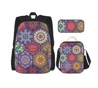 TRUKD Zaino per studenti, borsa a forma di zampa di cucciolo di cane, per ragazzi e ragazze, zaino per matite, borsa per il pranzo, Bellissimo esagono, Taglia unica, Zaino daypack