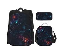 TRUKD Zaino per studenti, borsa artistica da taglio di carta rosa per ragazzi scolastici, zaino per ragazze, zaino per matite, borsa per il pranzo combinazione, La ragazza nel sogno, Taglia unica,