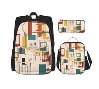 TRUKD Zaino per studenti, borsa Cabin of the Future per ragazzi della scuola, zaino per ragazze, astuccio portapranzo combinazione, Metà secolo Moderno, Taglia unica, Zaino daypack