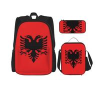 TRUKD Zaino per studenti, borsa con bandiera del Belize per ragazzi della scuola, zaino per ragazze, zaino per matite, borsa per il pranzo combinazione, Bandiera dell'Albania, Taglia unica, Zaino