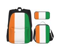TRUKD Zaino per studenti, borsa con bandiera della Giamaica per ragazzi scolastici, zaino per ragazze, astuccio portapranzo combinazione, Bandiera della Costa d'Avorio, Taglia unica, Zaini Daypack