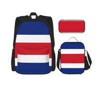 TRUKD Zaino per studenti, borsa con bandiera dell'Estonia per ragazzi scolastici, zaino per ragazze, astuccio per matite e borsa per il pranzo, Bandiera della Costa Rica, Taglia unica, Zaino daypack