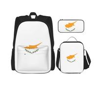 TRUKD Zaino per studenti, borsa con bandiera dell'Estonia per ragazzi scolastici, zaino per ragazze, astuccio per matite e borsa per il pranzo, Bandiera di Cipro, Taglia unica, Zaino daypack