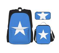 TRUKD Zaino per studenti, borsa con bandiera yemenita per ragazzi e ragazze, zaino per ragazze, astuccio portapranzo combinazione, Bandiera della Somalia, Taglia unica, Zaino daypack
