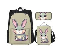 TRUKD Zaino per studenti, con mappa del tesoro labirinto, per ragazzi e ragazze, zaino per matite, borsa per il pranzo, Piccolo coniglietto carino, Taglia unica, Zaino daypack