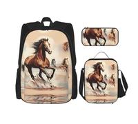 TRUKD Zaino per studenti, galli vestiti in molti colori, per ragazzi e ragazze, zaino per matite, borsa per il pranzo, Cavallo Bruno Rampante, Taglia unica, Zaino daypack